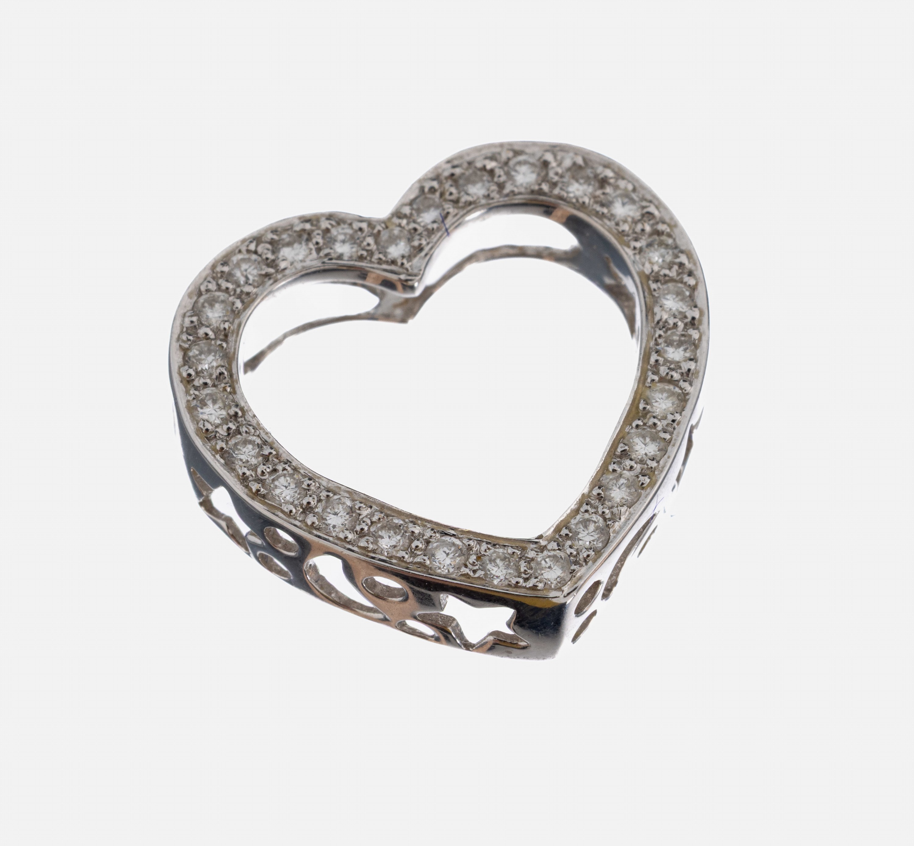 Image 26998809 - 18 kt Gold Brillant-Anhänger, WG 750/000, Herz, 26 Brillanten zus. ca. 0.25 ct ...