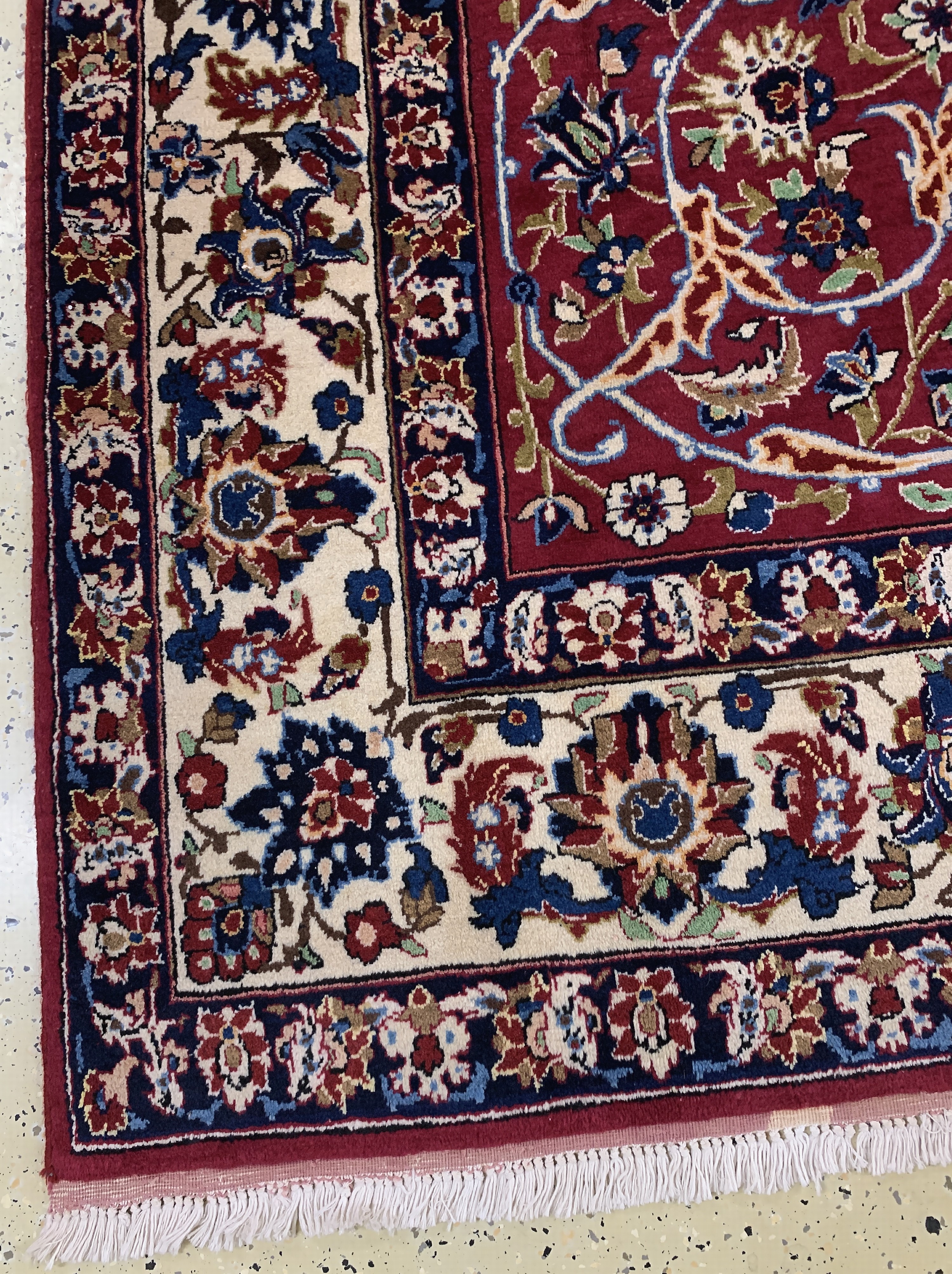 Detail b: Yazd signiert, Persien, Mitte 20.Jhd, Wolleauf Baumwolle, ca. 298 x 198 cm, EHZ: 1-2