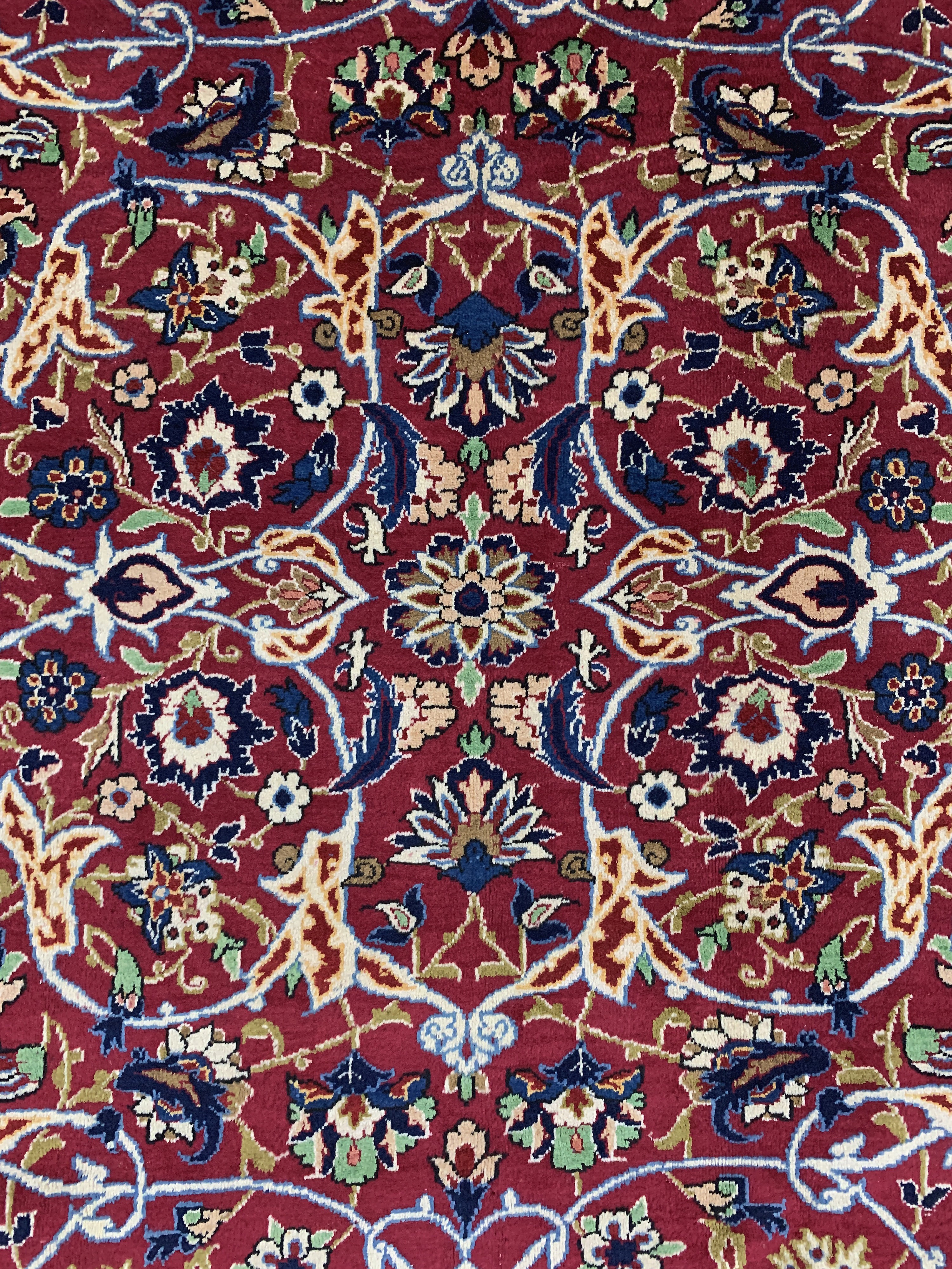Detail e: Yazd signiert, Persien, Mitte 20.Jhd, Wolleauf Baumwolle, ca. 298 x 198 cm, EHZ: 1-2