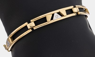 Image 14 kt Gold Brillant-Armband, GG/WG 585/000,geometrische Elemente bewegl. gearbeitet, 5 ...