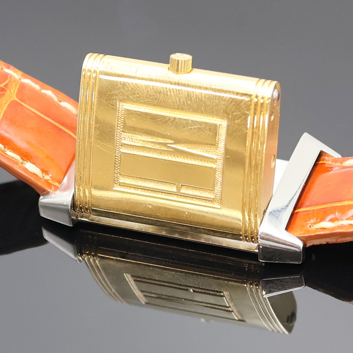 Detail c: Jaeger-LeCoultre Reverso Armbanduhr Referenz 250.5.86, Schweiz um 2000, Handaufzug, um 180 Grad drehb. Wendegeh. in Stahl/Gold komb. inkl. orig. ...