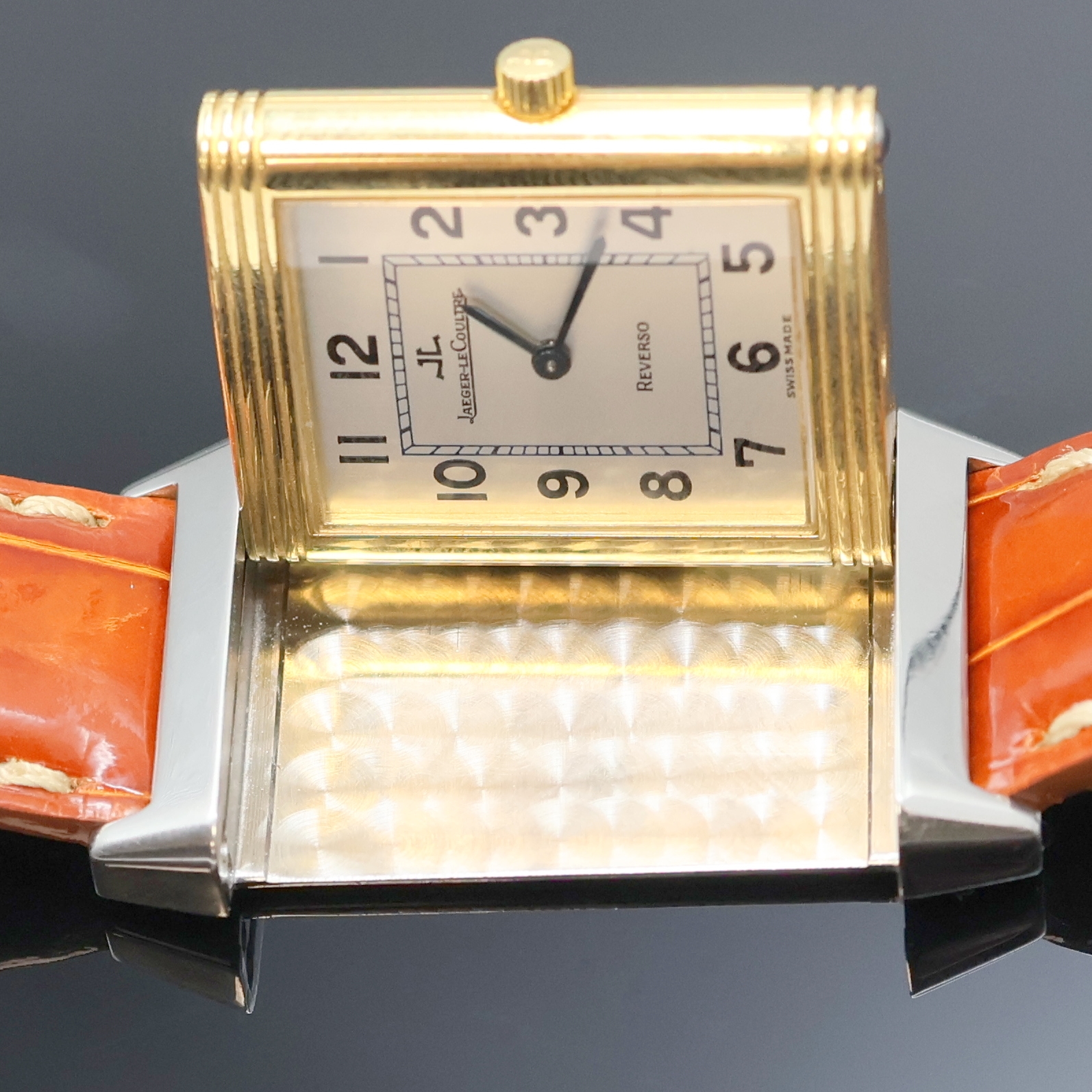 Detail d: Jaeger-LeCoultre Reverso Armbanduhr Referenz 250.5.86, Schweiz um 2000, Handaufzug, um 180 Grad drehb. Wendegeh. in Stahl/Gold komb. inkl. orig. ...