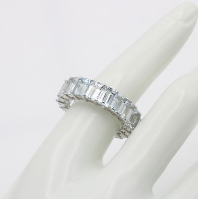 26999556a - Memoryring mit Aquamarinen, 925er Silber, achteck. Aquamarine zus. ca. 10.30 ct, RW ca. ...