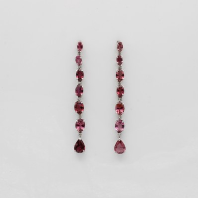 Image Paar Ohrstecker mit Turmalinen und Diamanten, 925er Silber, pinkfarb., ovale u. ...