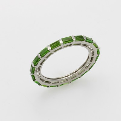 Image Memoryring mit Turmalinen, 925er Silber, grüne Turmalinbaguettes in hoher Fassung ...