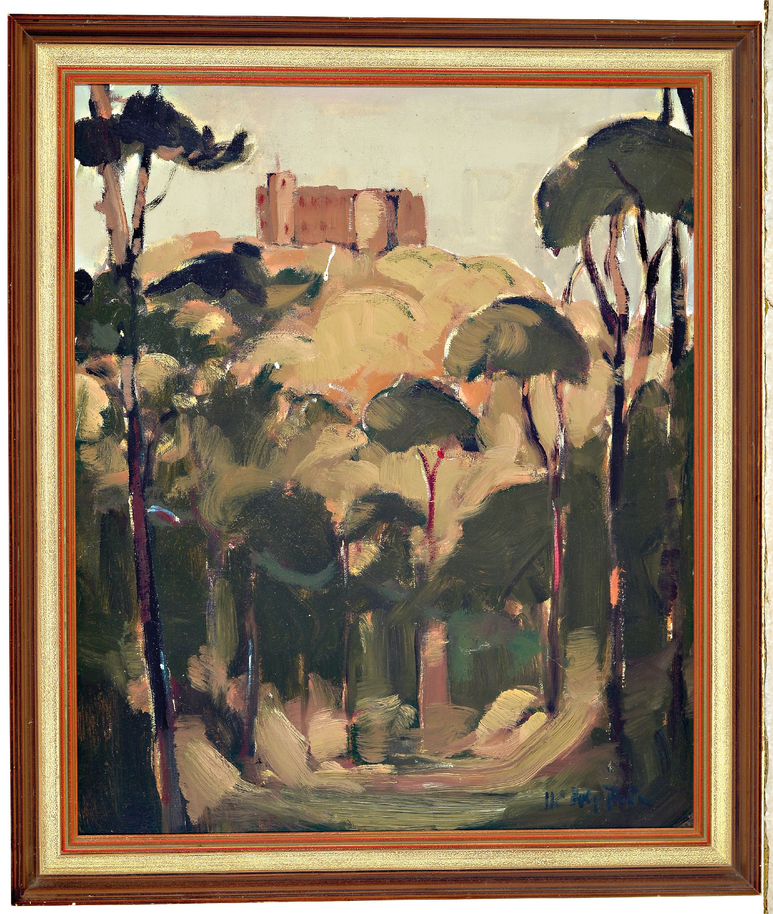 Detail k: Hans Rolf Peter, 1926-2020 Neustadt an der Weinstr., Blick auf das Hambacher Schloß, Öl/Malkarton, rechts unten sign., ca. 60x50cm, R. ca. 68x58cm