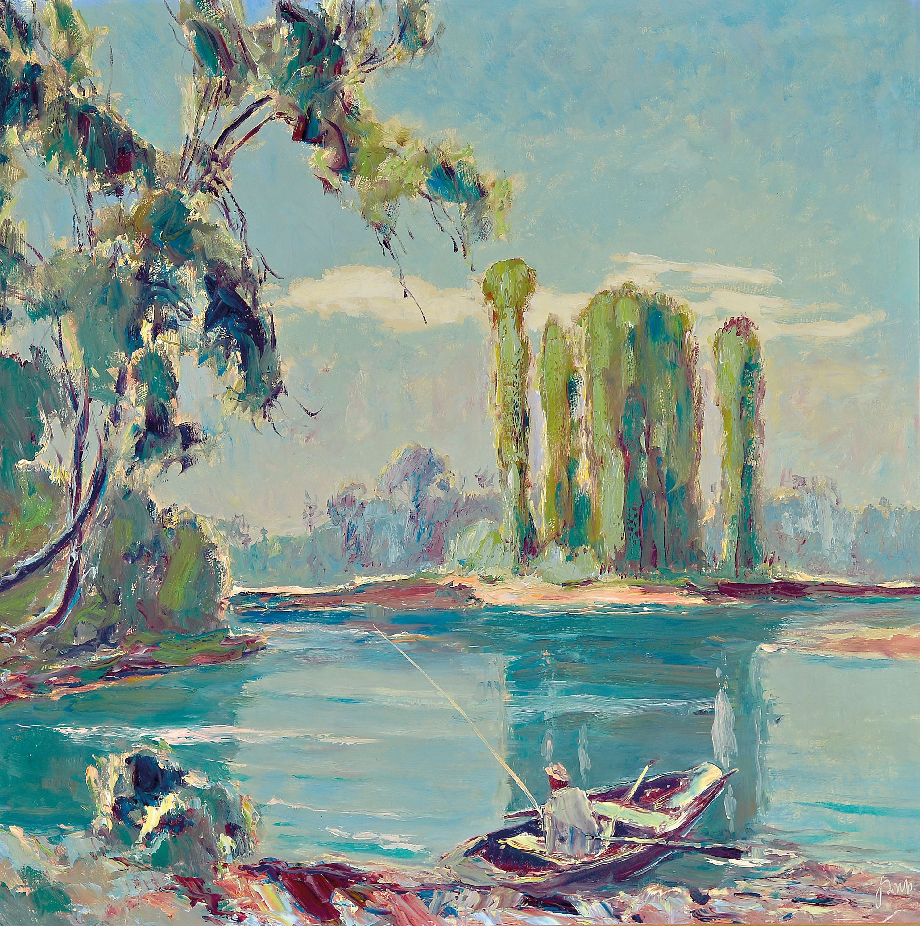 Image 26999611 - Karl Graf, 1902 Rothenburg-1986 Speyer, Am Altrhein, rückseitig so betitelt, Öl/ ...