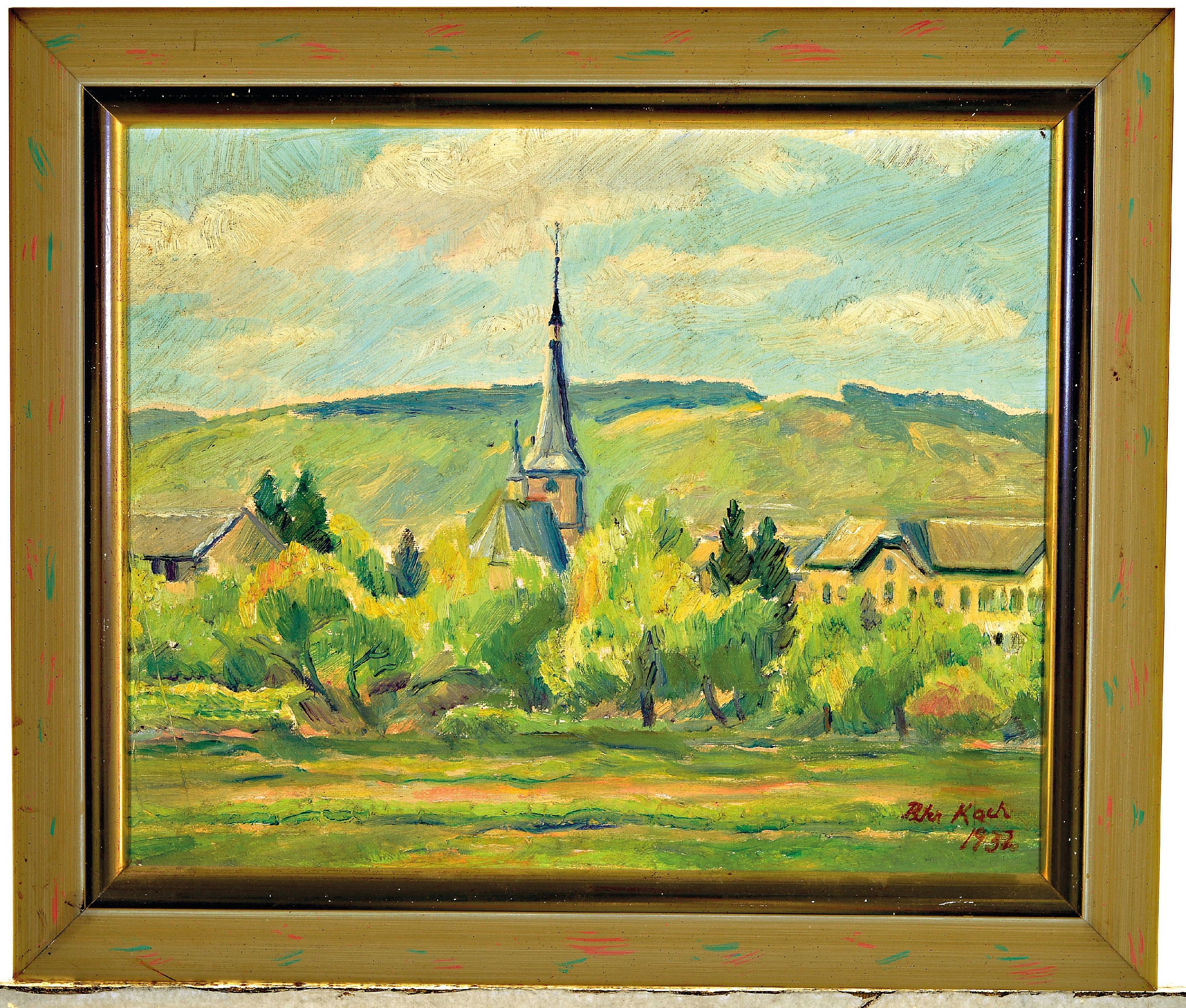 Detail k: Peter Koch, 1874 Deidesheim-1956 Gimmeldingen, Blick auf Deidesheim, Öl/Lwd, rechts unten sign. und dat. 32, ca. 33.5x41.5 cm, R. ca. 43x50cm