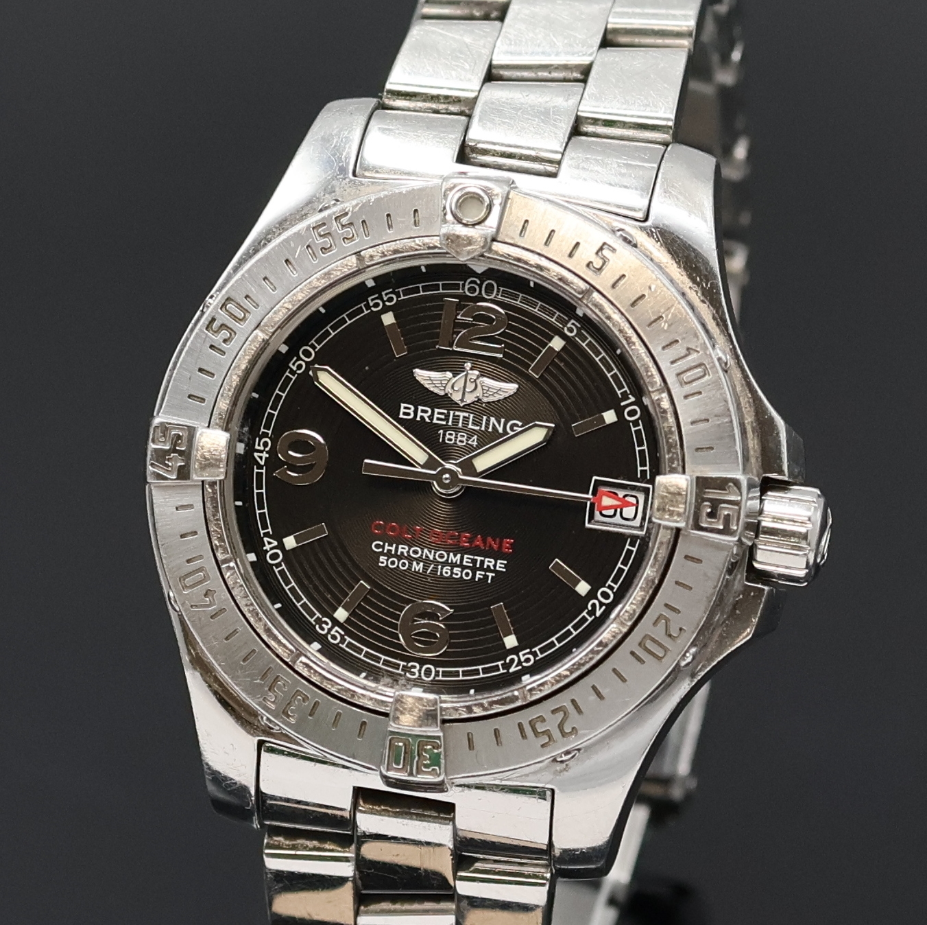 Detail a: BREITLING Colt Ocean Chronometer Armbanduhr Referenz A77380, Schweiz um 2010, quarz, Edelstahlgeh. inkl. orig. Gliederband m. Faltschl., Boden u. ...