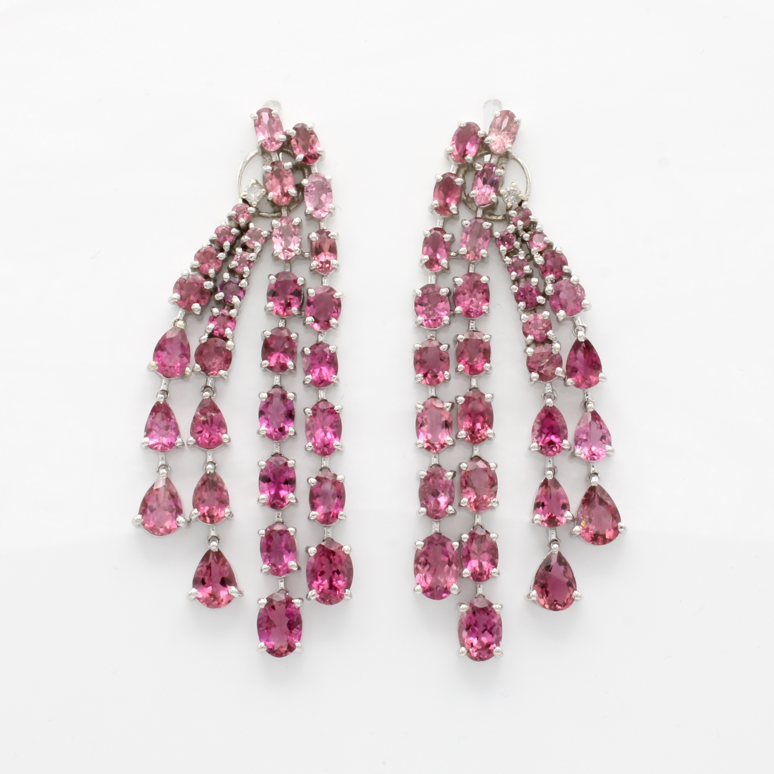 Image 26999641 - Paar Ohrstecker mit Turmalinen und Diamanten, 925er Silber, z.T. bewegl. Abhängungen, ...