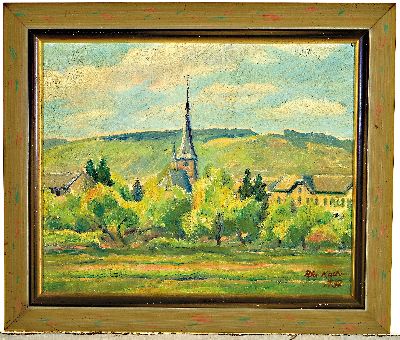 26999612k - Peter Koch, 1874 Deidesheim-1956 Gimmeldingen, Blick auf Deidesheim, Öl/Lwd, rechts ...