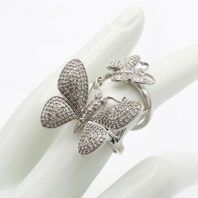 26999614a - 2-teiliger Ring "Schmetterlinge" mit Diamanten, 925er Silber, vordere ...