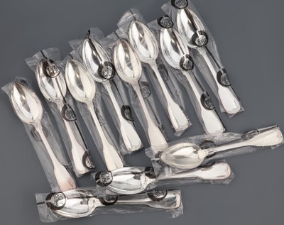 26999688c - Umfangreiches Besteck für 12 Personen, 800er Silber, Wilkens Bremen, Modell Augsburger ...