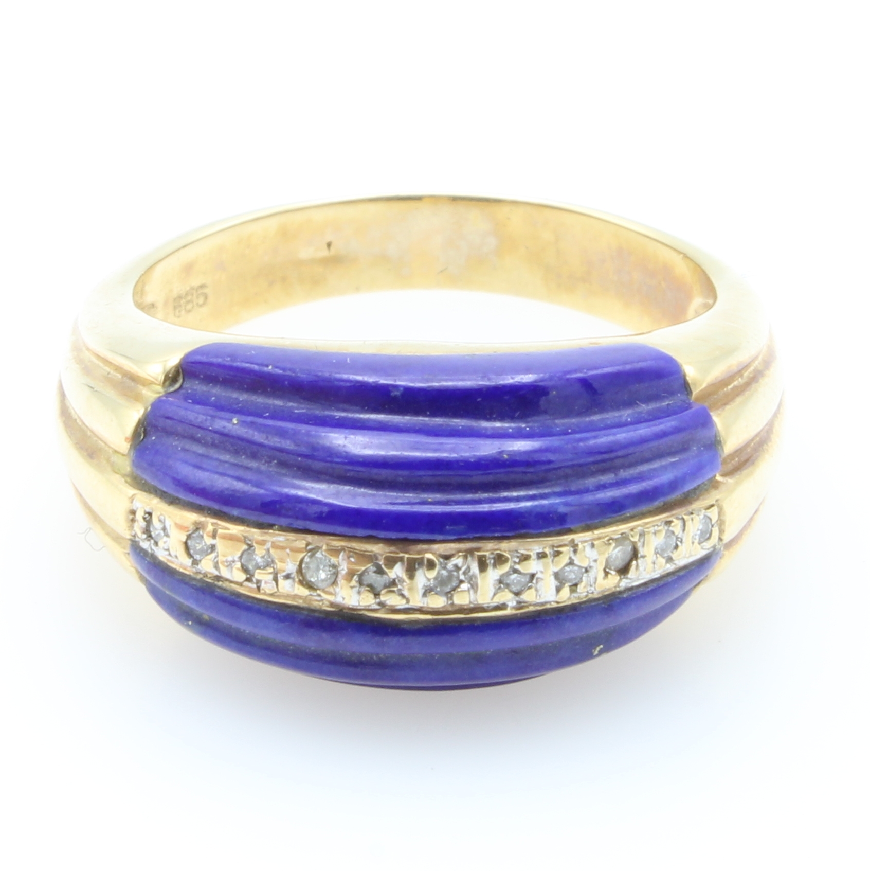 Image 26999799 - Ring mit Lapislazuli und Brillanten, GG 585/000, 11 Brill. mittig gef. zus. ca. 0.11 ct ...