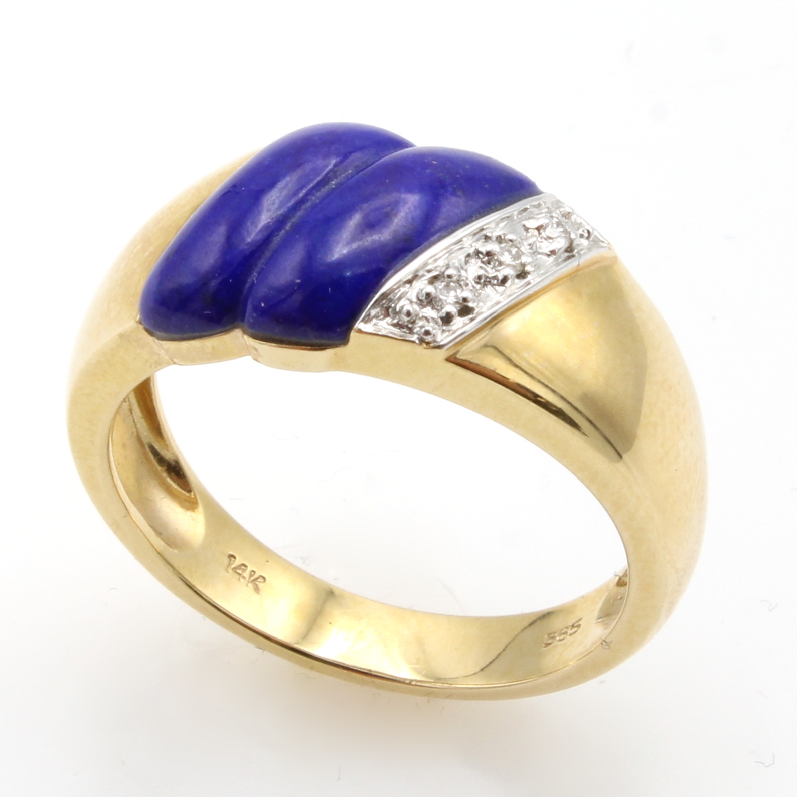 Image 26999800 - Ring mit Lapislazuli und Brillanten, GG 585/000, Brill. zus. ca. 0.02 ct Weiß/p, RW ca. ...
