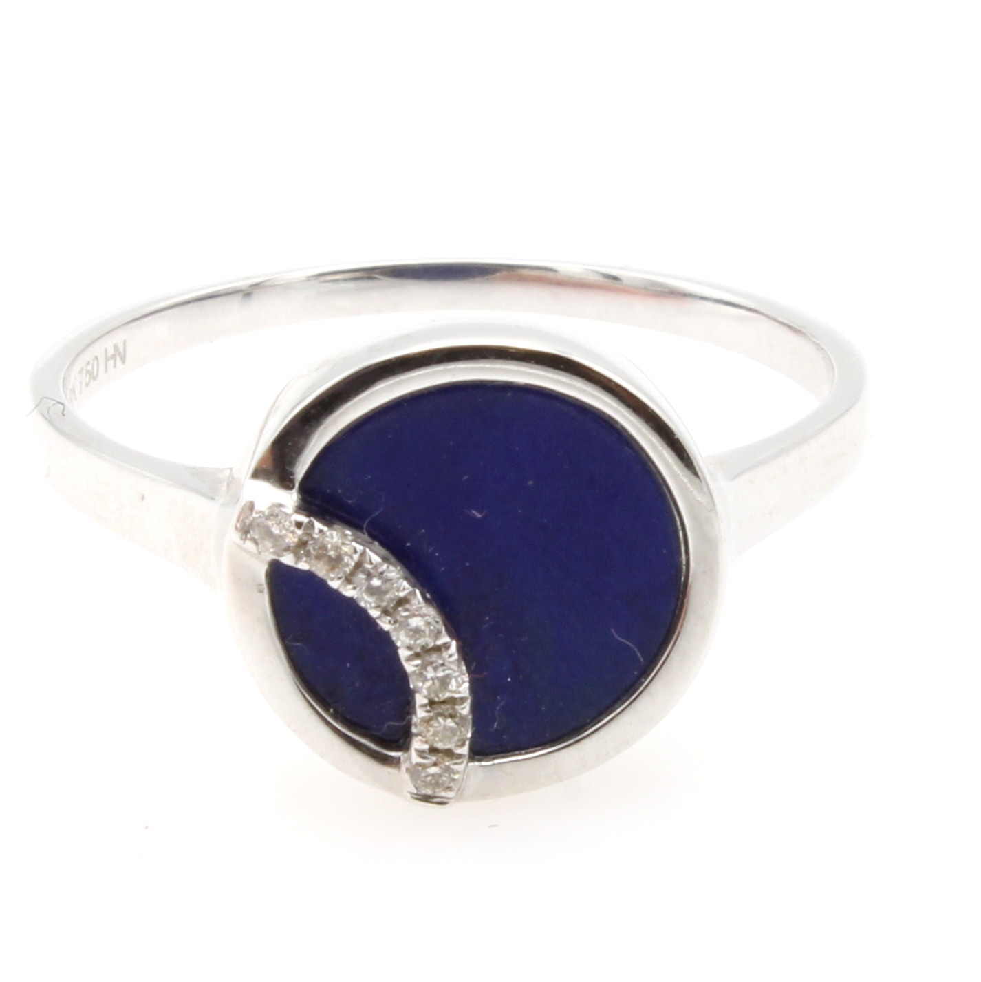 Image 26999801 - Ring mit Lapislazuli und Diamanten, WG 750/ 000, Lapisplatte, 7 Diam. zus. ca. 0.05 ct ...