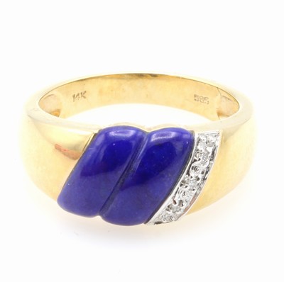 26999800a - Ring mit Lapislazuli und Brillanten, GG 585/000, Brill. zus. ca. 0.02 ct Weiß/p, RW ca. ...