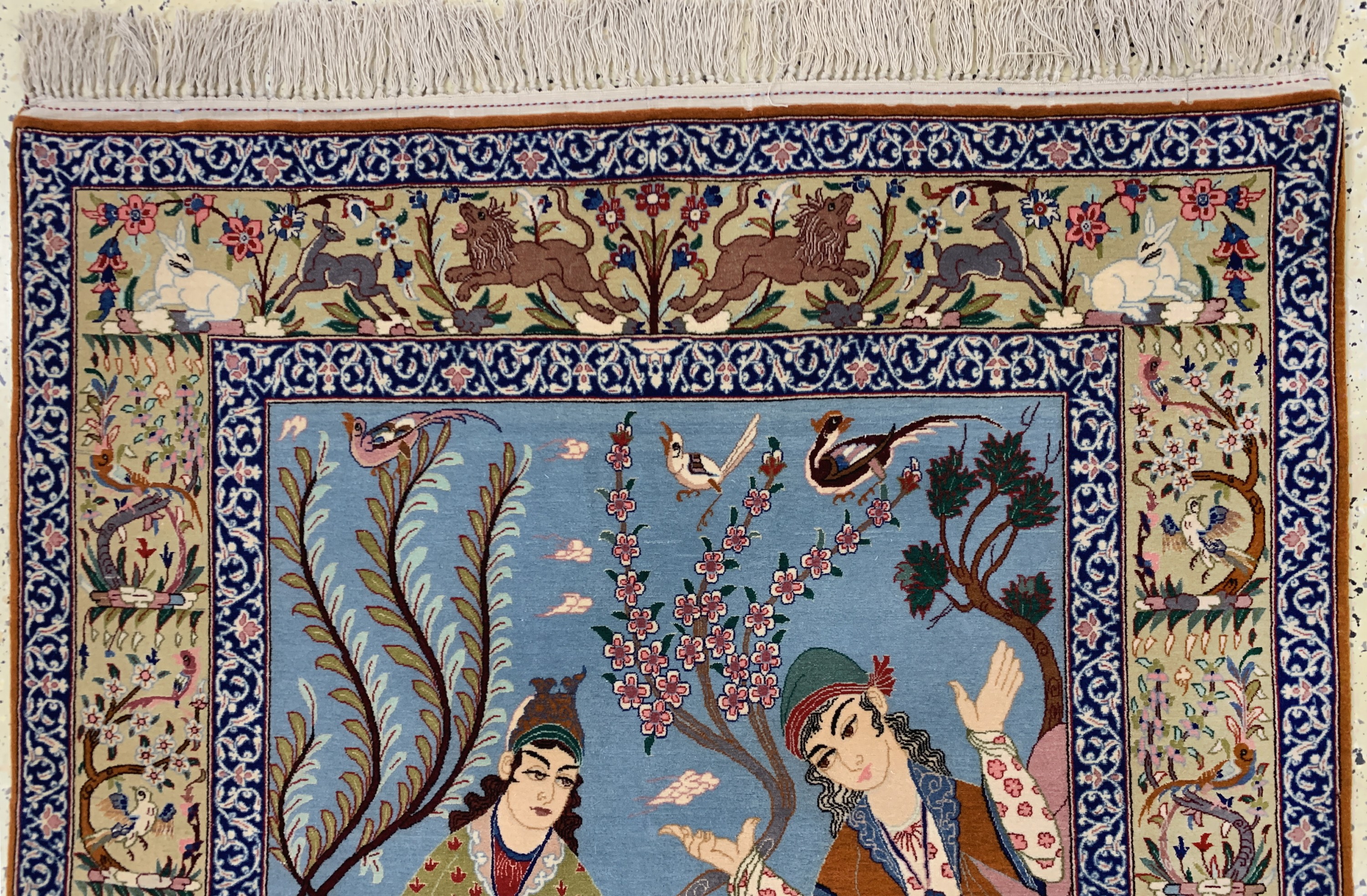Detail a: Esfahan fein, Persien, Mitte 20.Jhd, Korkwolle mit und auf Seide, ca. 163 x 103 cm,ca. 1,0 Mio. Kn/qm, EHZ: 1-2