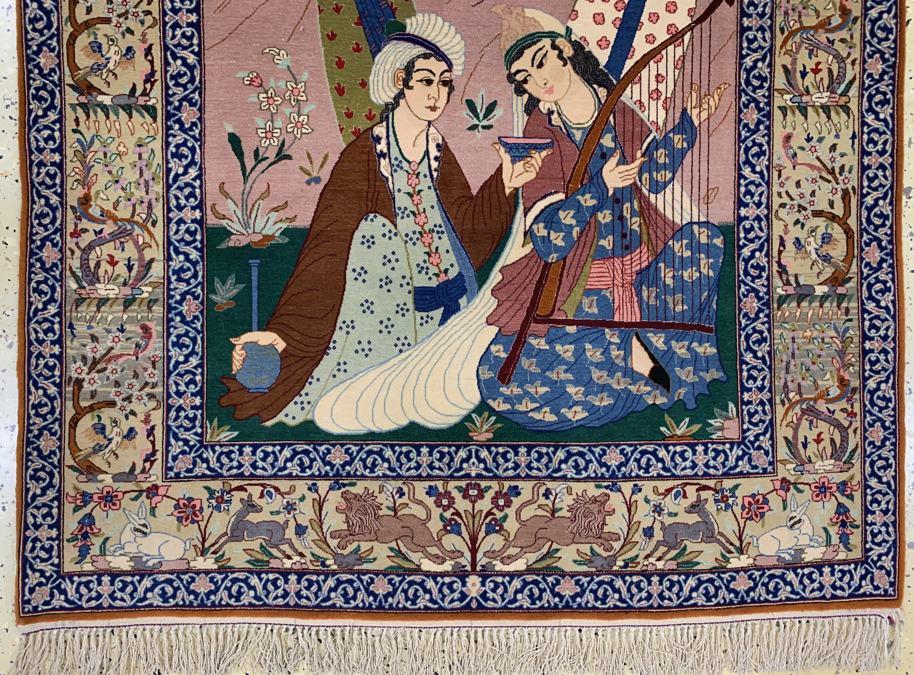 Detail b: Esfahan fein, Persien, Mitte 20.Jhd, Korkwolle mit und auf Seide, ca. 163 x 103 cm,ca. 1,0 Mio. Kn/qm, EHZ: 1-2