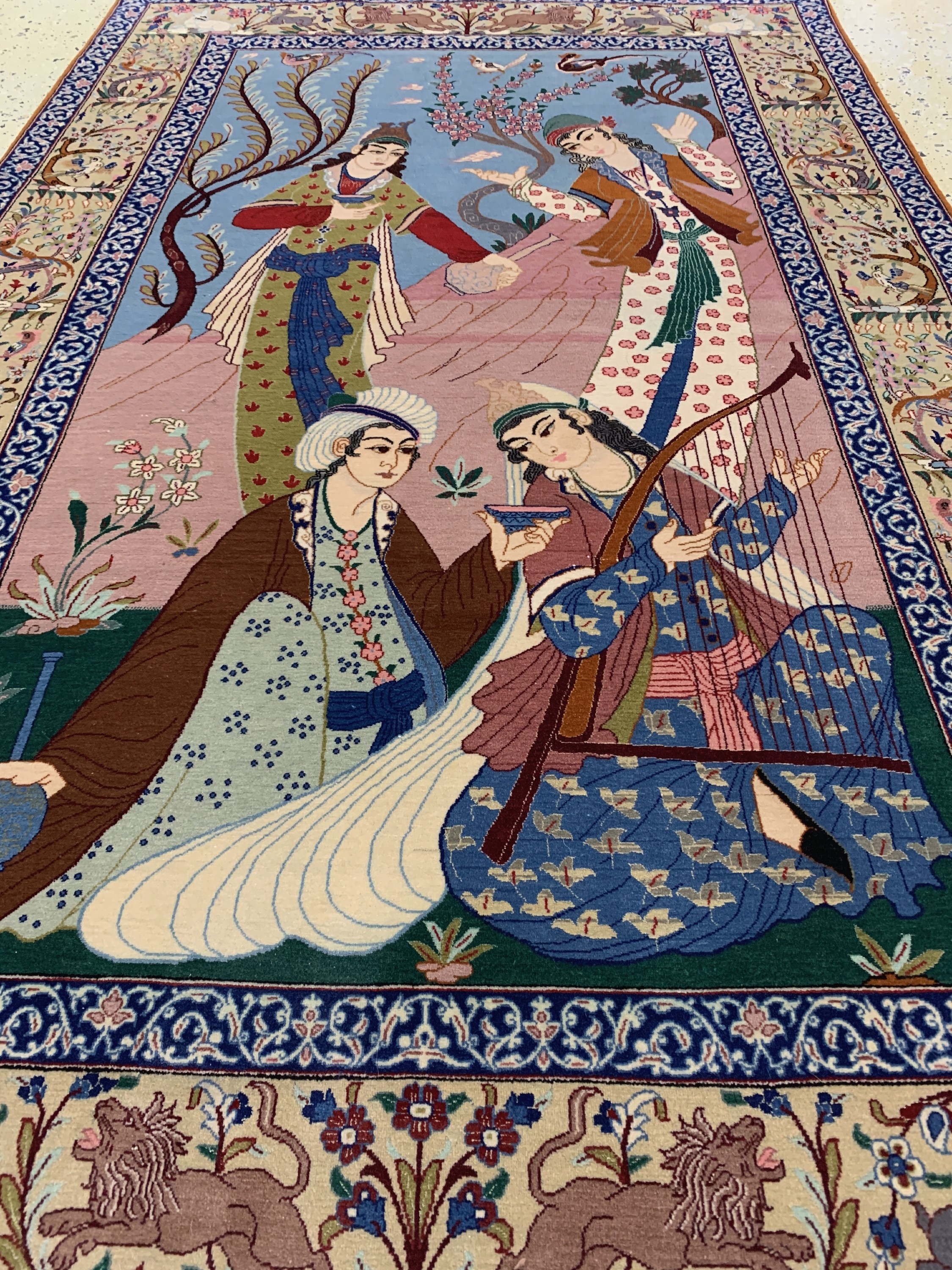 Detail d: Esfahan fein, Persien, Mitte 20.Jhd, Korkwolle mit und auf Seide, ca. 163 x 103 cm,ca. 1,0 Mio. Kn/qm, EHZ: 1-2