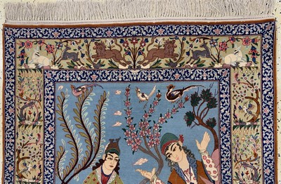 27000087a - Esfahan fein, Persien, Mitte 20.Jhd, Korkwolle mit und auf Seide, ca. 163 x 103 cm,ca. ...