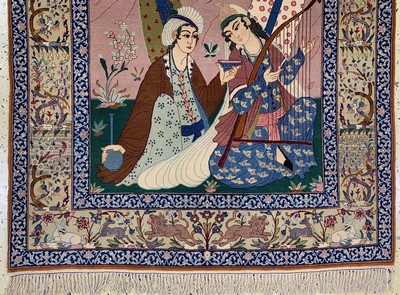 27000087b - Esfahan fein, Persien, Mitte 20.Jhd, Korkwolle mit und auf Seide, ca. 163 x 103 cm,ca. ...