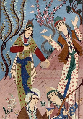 27000087c - Esfahan fein, Persien, Mitte 20.Jhd, Korkwolle mit und auf Seide, ca. 163 x 103 cm,ca. ...