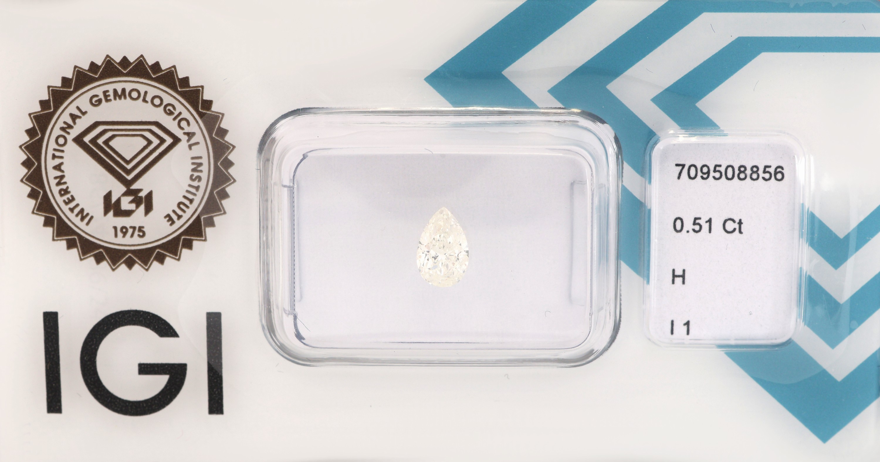 Image 27000401 - Loser Diamant, facett. Tropfen, 0.51 ct Weiß(H)/p1, eingeschweißt, IGI-Expertise ...