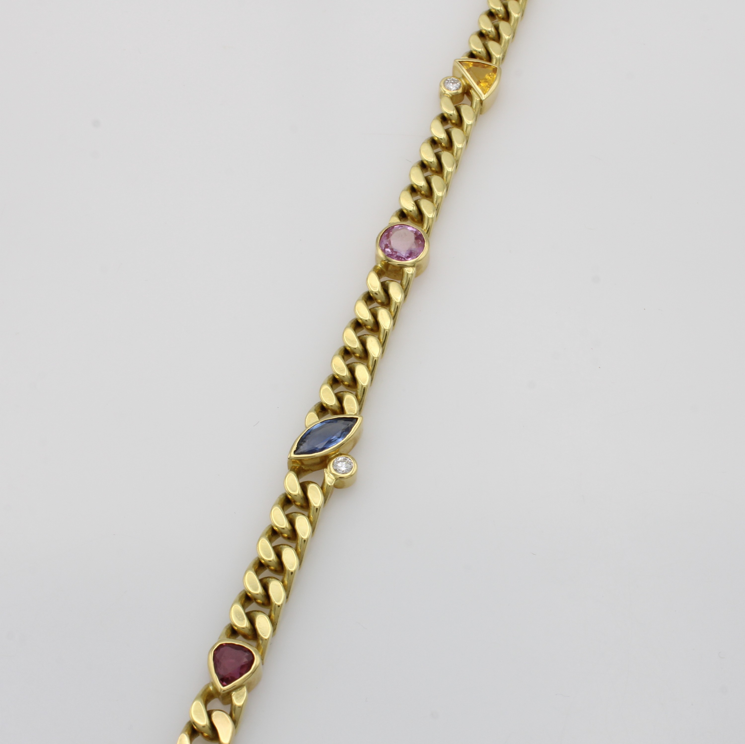 Image 27000442 - Panzerarmband mit Saphiren und Brillanten, GG 750/000, 5 bunte Saphire in versch. ...