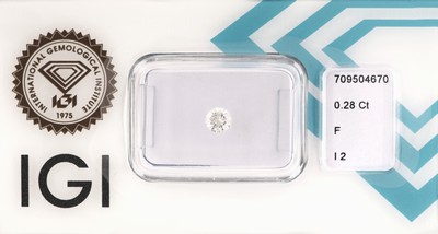 Image Loose brilliant, 0.28 ct Top Wesselton (F)/p2 , sealed, IGI-expertise Valuation Price: ...