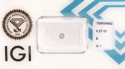 Image Loose brilliant, 0.27 ct River(E)/si1 , sealed, IGI-expertise Valuation Price: 630, - EUR