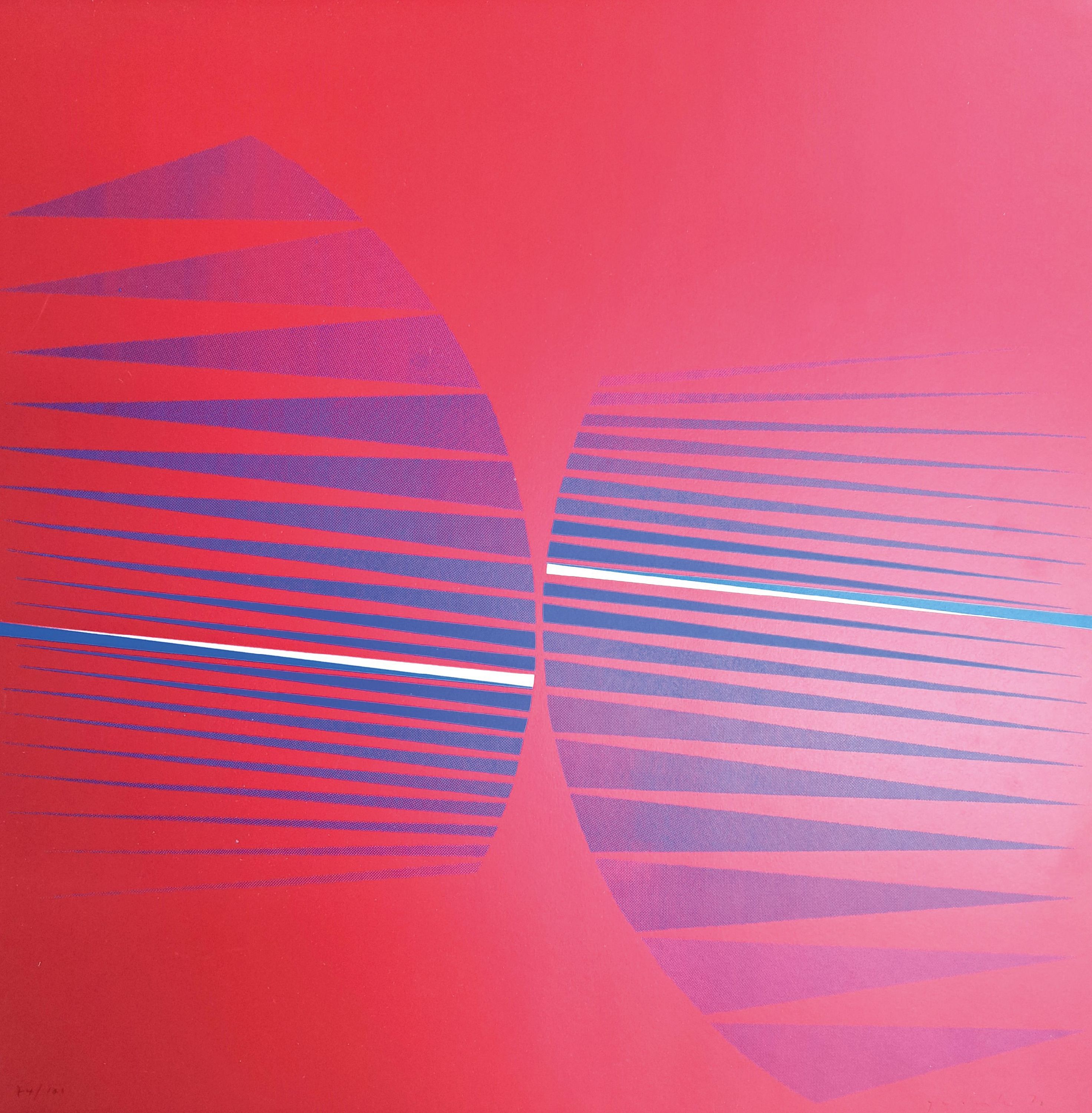 Detail k: Lothar Quinte, 1923 Neisse-2000 Wintzenbach , Farbserigraphie, "Gegenfächer", 1970, Ed. 74/100, handsigniert, 50x49 cm, ungerahmt; Quinte ...