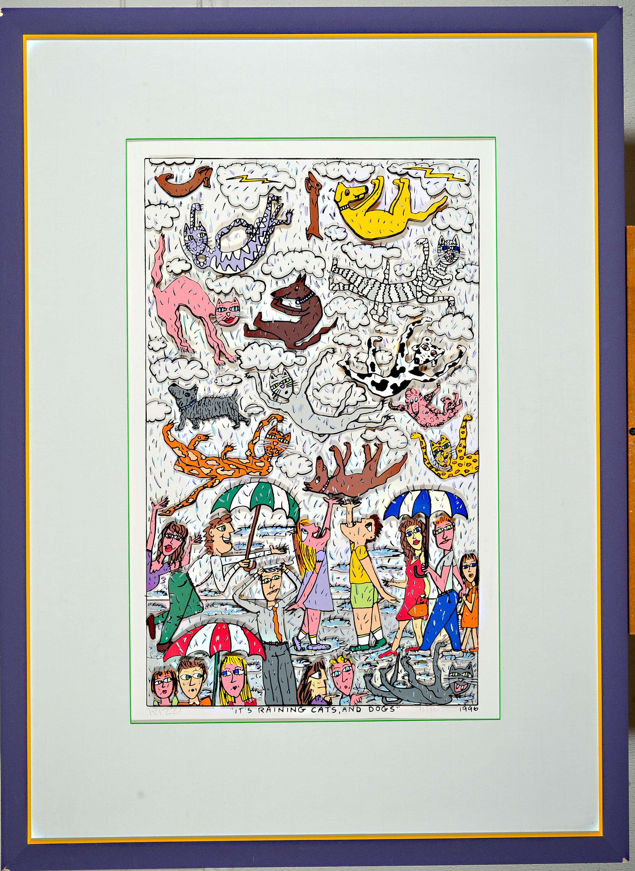 Image 27000579 - James Rizzi, 1950-2011 New York, Its raining cats and Dogs, dreidimensionale ...