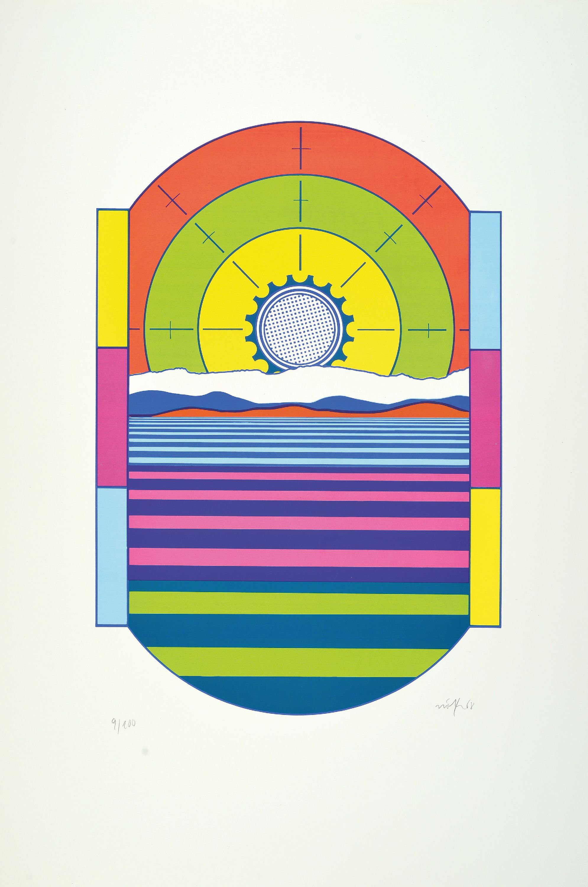 Detail k: Werner Nöfer, geb. 1937 Essen, 3 Farbserigraphien, "Skala" Ed. 9/100 und "Monomat" 9/100 beide 1968, 1x o.T. 1968 Ed. 36/70, ...