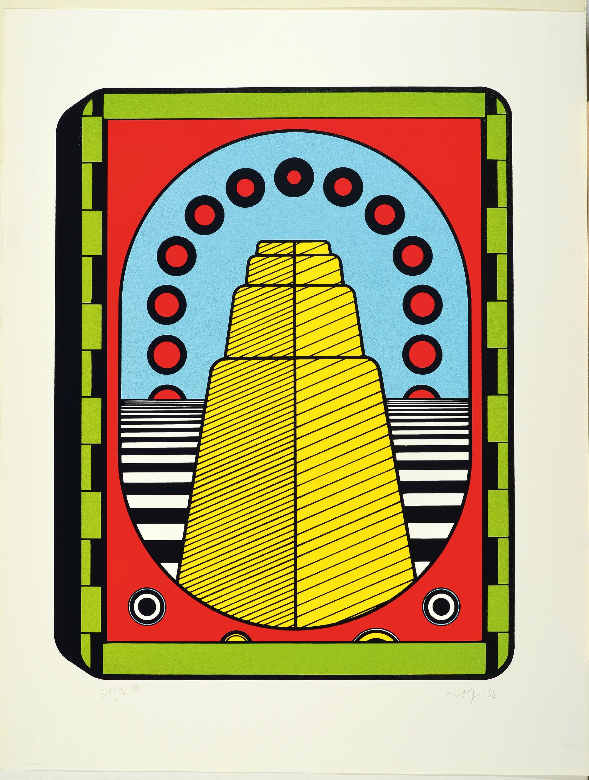 Detail l: Werner Nöfer, geb. 1937 Essen, 3 Farbserigraphien, "Skala" Ed. 9/100 und "Monomat" 9/100 beide 1968, 1x o.T. 1968 Ed. 36/70, ...