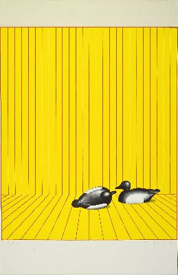 27000614k - Dieter Asmus, geb. 1939 Hamburg, 3 Farbserigraphien, Damenakt auf gestreiftem Bett, ...