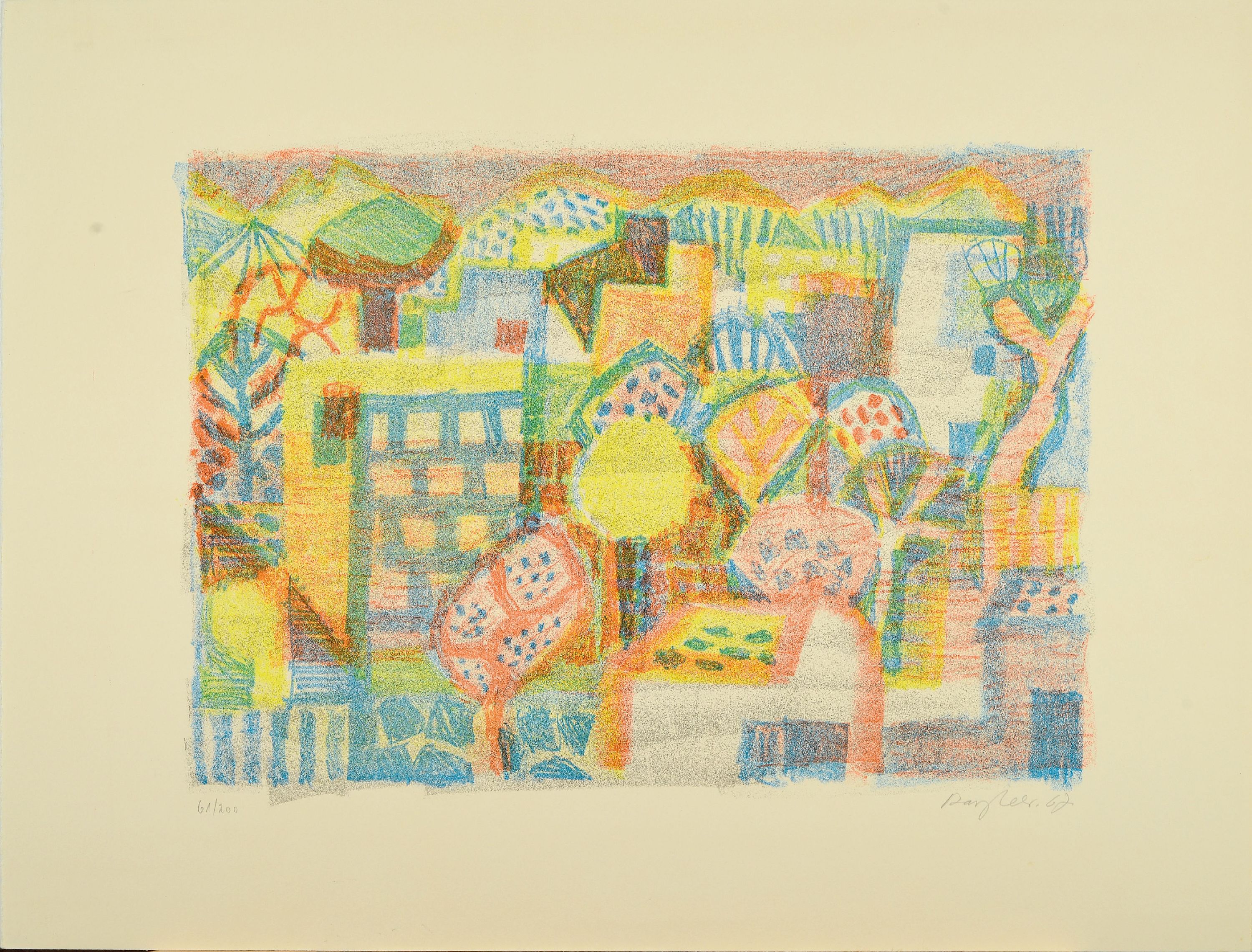 Detail l: Eduard Bargheer, 1901 Finkenwerder-1979 Hamburg, 2 Farblithographien, "Sahara" 1967 und o.T. (Landschaft) 1967, je handsigniert, ungerahmt, ...