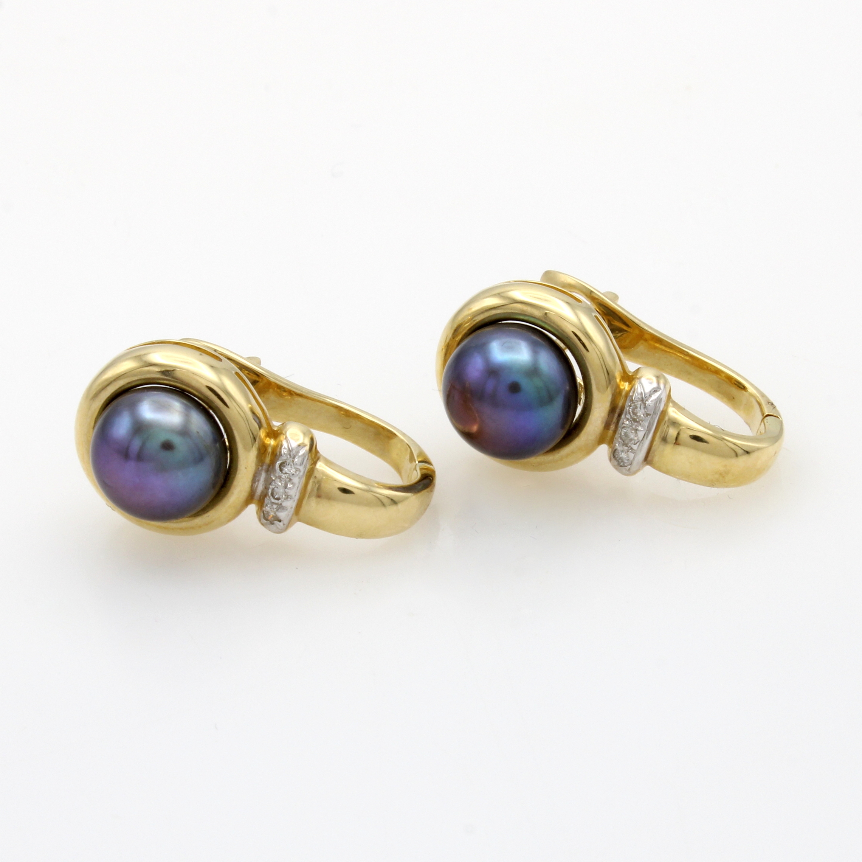 Image 27000872 - Paar Ohrstecker mit Süßwasserzuchtperlen und Brillanten, GG 585/000, graue Perlen ...