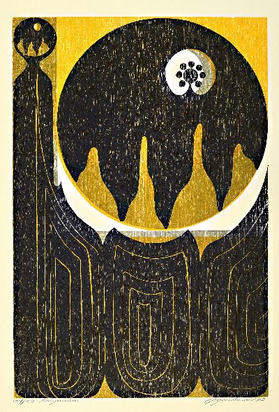 27000831b - Manfred Degenhardt, geb. 1940 Sigmaringen, 7 Holzschnitte, ´Figurenkomposition´, ...