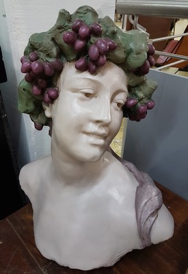 27000834a - Große Büste des Bacchus, Frankreich, um 1900, Gipsguss bunt gefaßt, monogrammiert ...