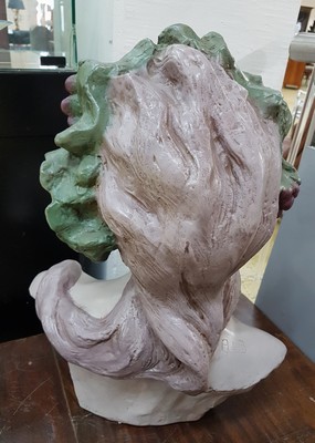 27000834c - Große Büste des Bacchus, Frankreich, um 1900, Gipsguss bunt gefaßt, monogrammiert ...