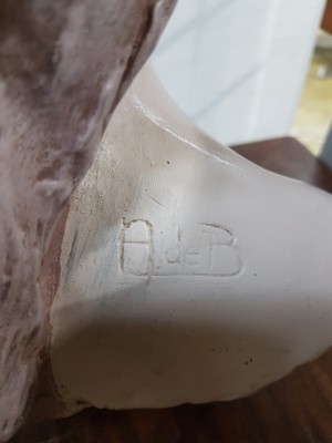 27000834d - Große Büste des Bacchus, Frankreich, um 1900, Gipsguss bunt gefaßt, monogrammiert ...