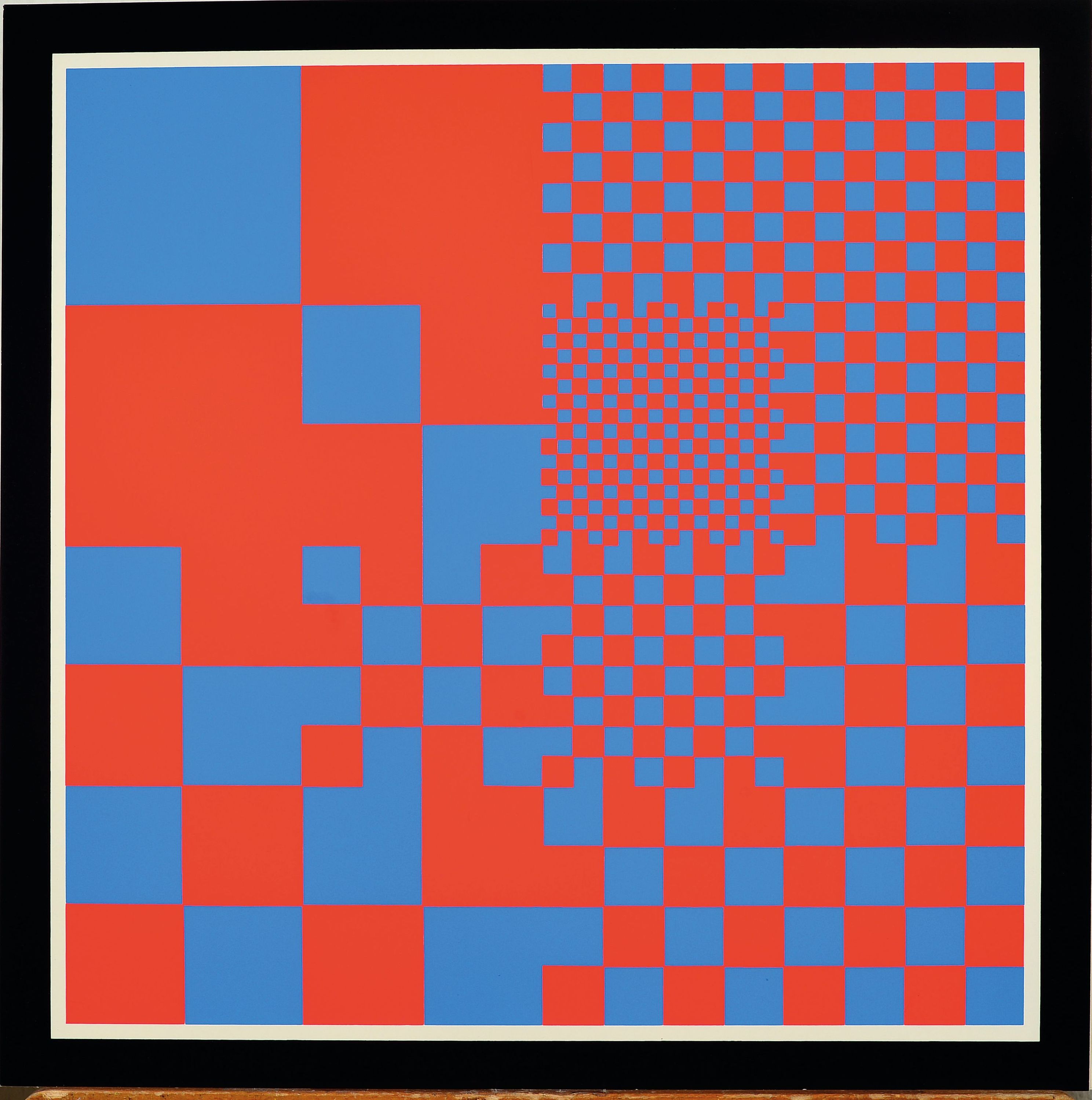 Detail l: Karl Gerstner, 1930-2017 Basel, Konkrete Kunst, 2 Farbsiebdrucke, "Ausschnitt aus dem Weltall vergrößert", auf Spiegelfolie, 1972, Ed. ...