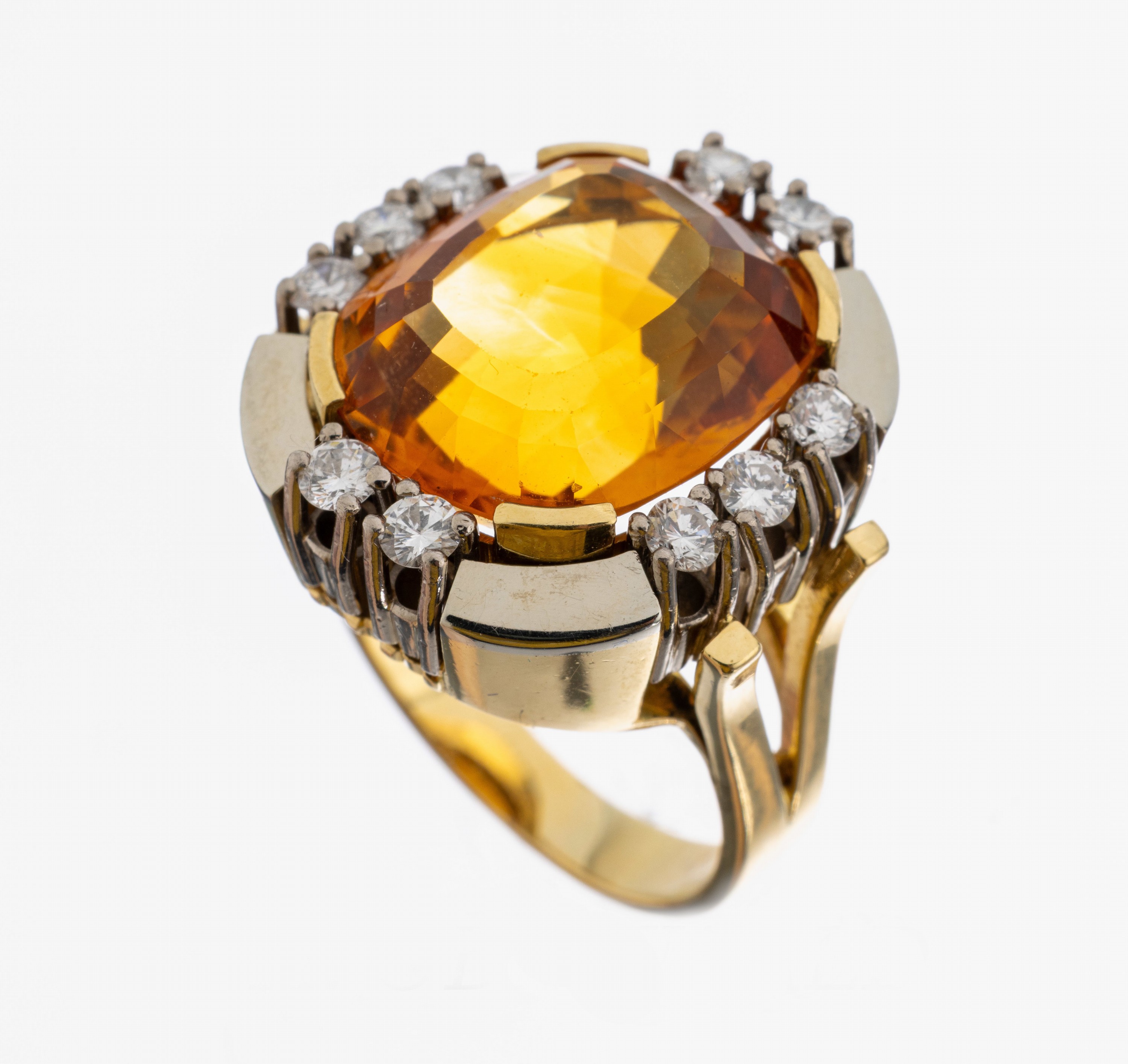 Image 27000985 - 18 kt Gold Citrin-Brillant-Ring, GG/WG 750/000, qualitätvolle Verarbeitung, Citrin ...
