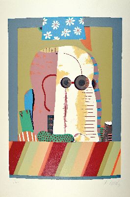 27000998k - Karl Korab, 1937 Falkenstein/Niederösterreich , Lithographie auf Bütten, o.T. Kopf ...