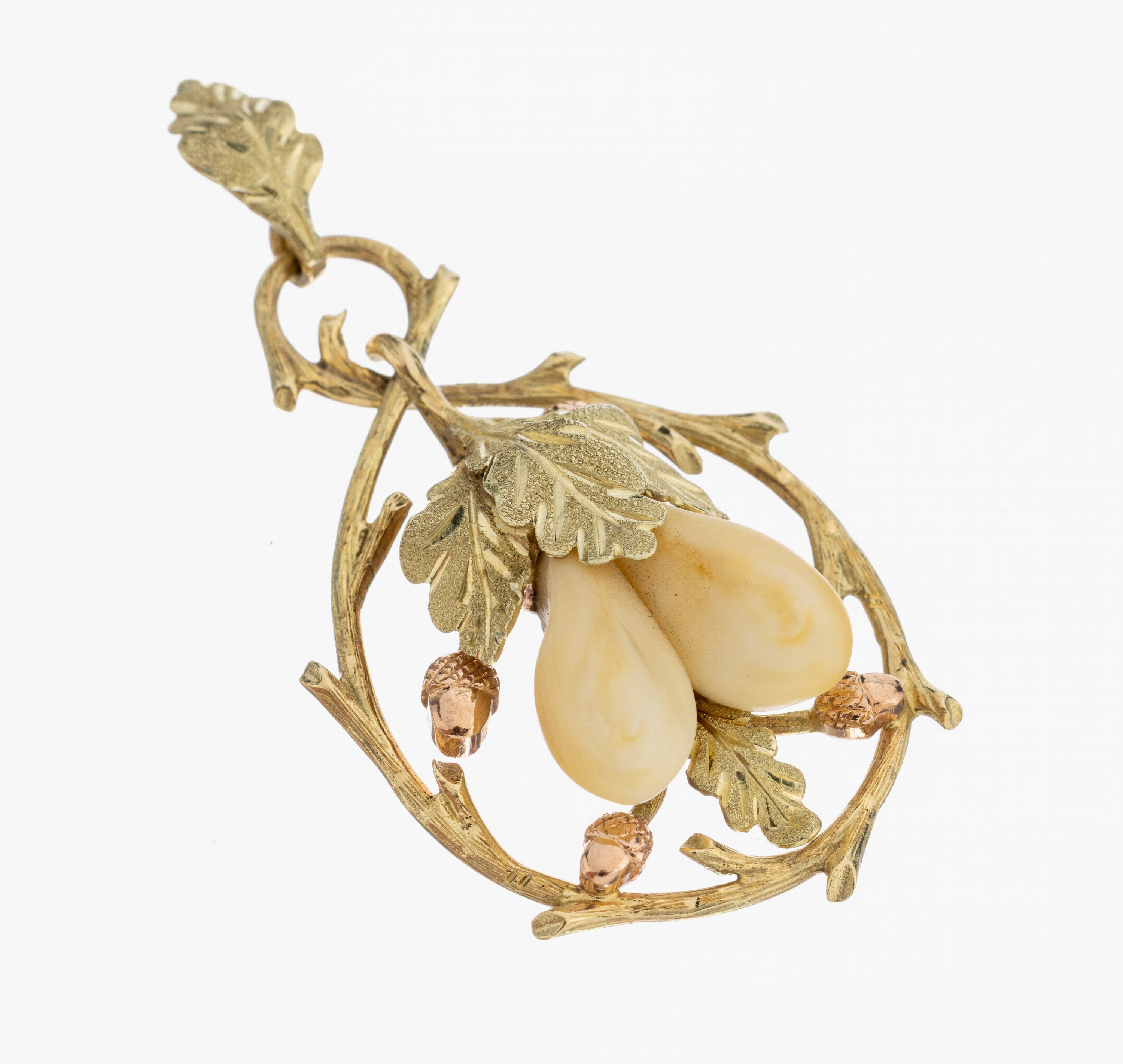 Image 27001004 - 14 kt Gold Grandel-Anhänger, 1960er Jahre, GG/RG 585/000, Eichenlaub-Dekor, ...