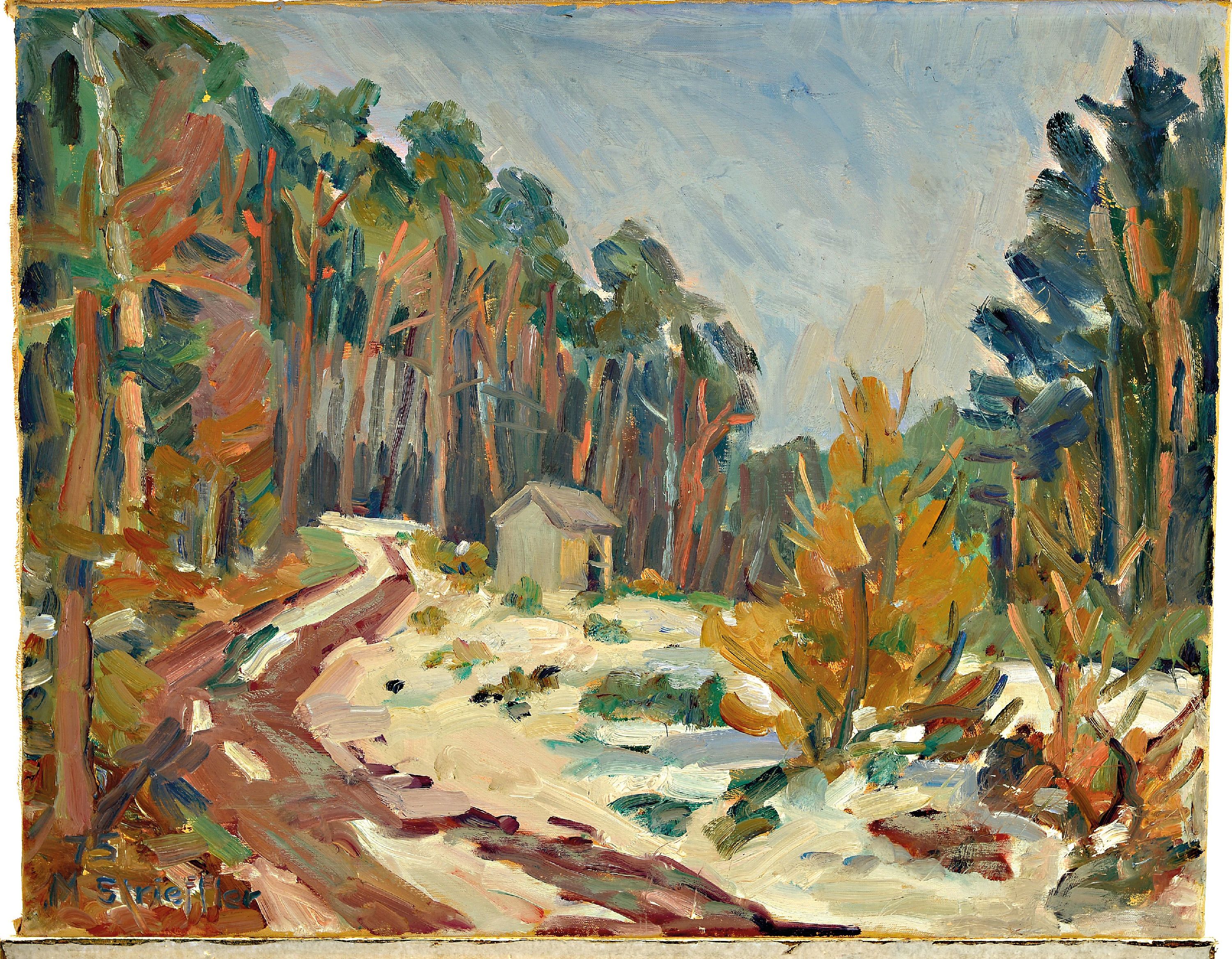 Detail k: Marie Strieffler, 1917-1987 Landau, Verschneite Winterlandschaft im Pfälzer Wald, Öl/Lwd, links unten sign. und dat. 75, ca. 60x77cm