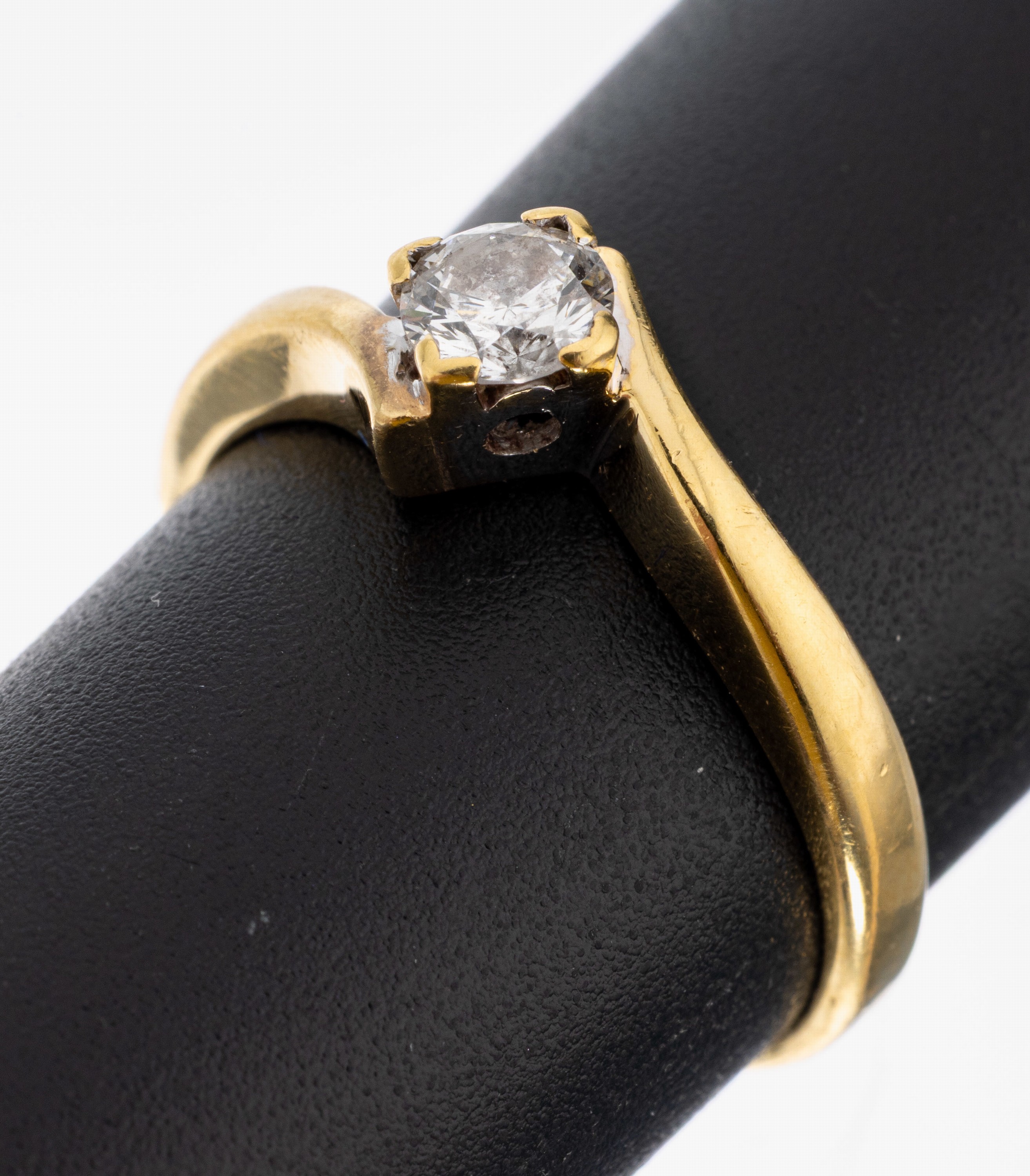 Image 27001012 - 18 kt Gold Brillant-Ring, GG 750/000, Brillant ca. 0.30 ct Weiß/p, RW 54, ca. 3.5 g ...