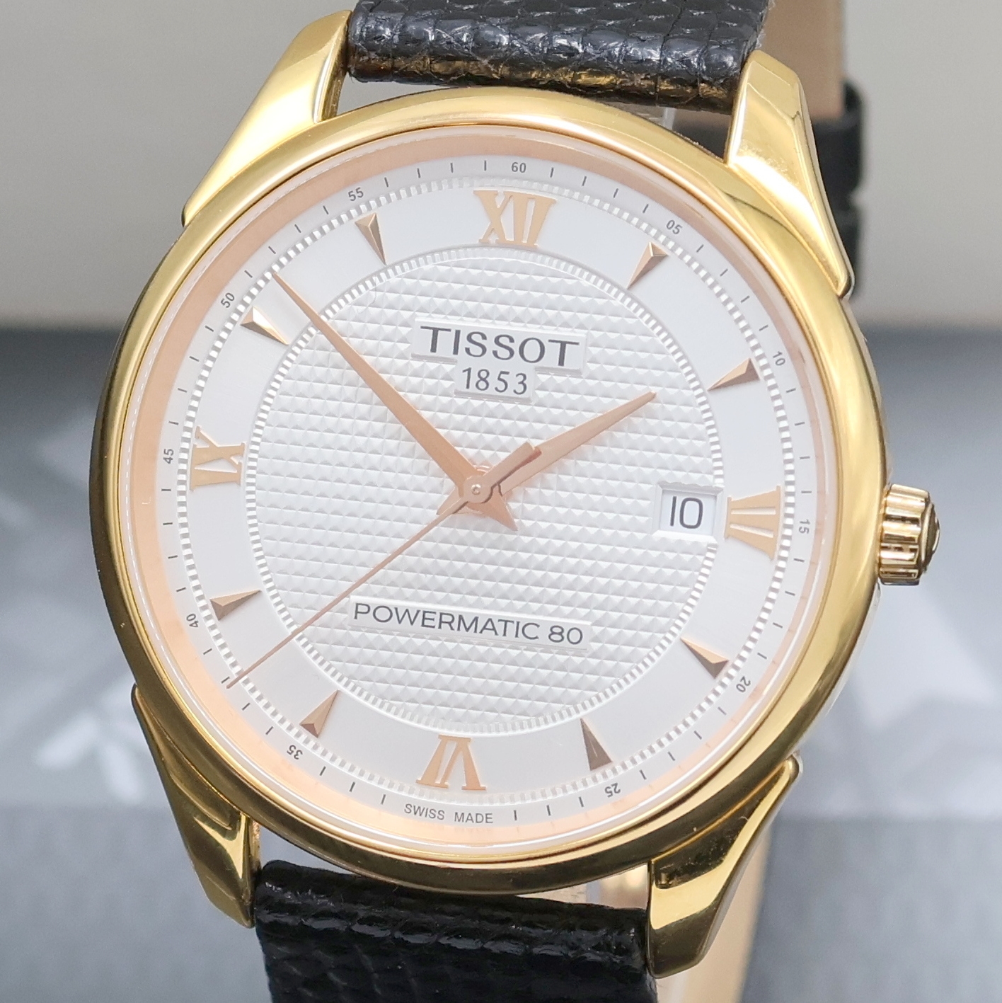 Detail a: TISSOT Herrenarmbanduhr Vintage Powermatic 80 in RG 750/000 Referenz T920407A, Automatik, Schweiz um 2017, 2-teil. Geh. beids. vergl., Boden 4-fach ...
