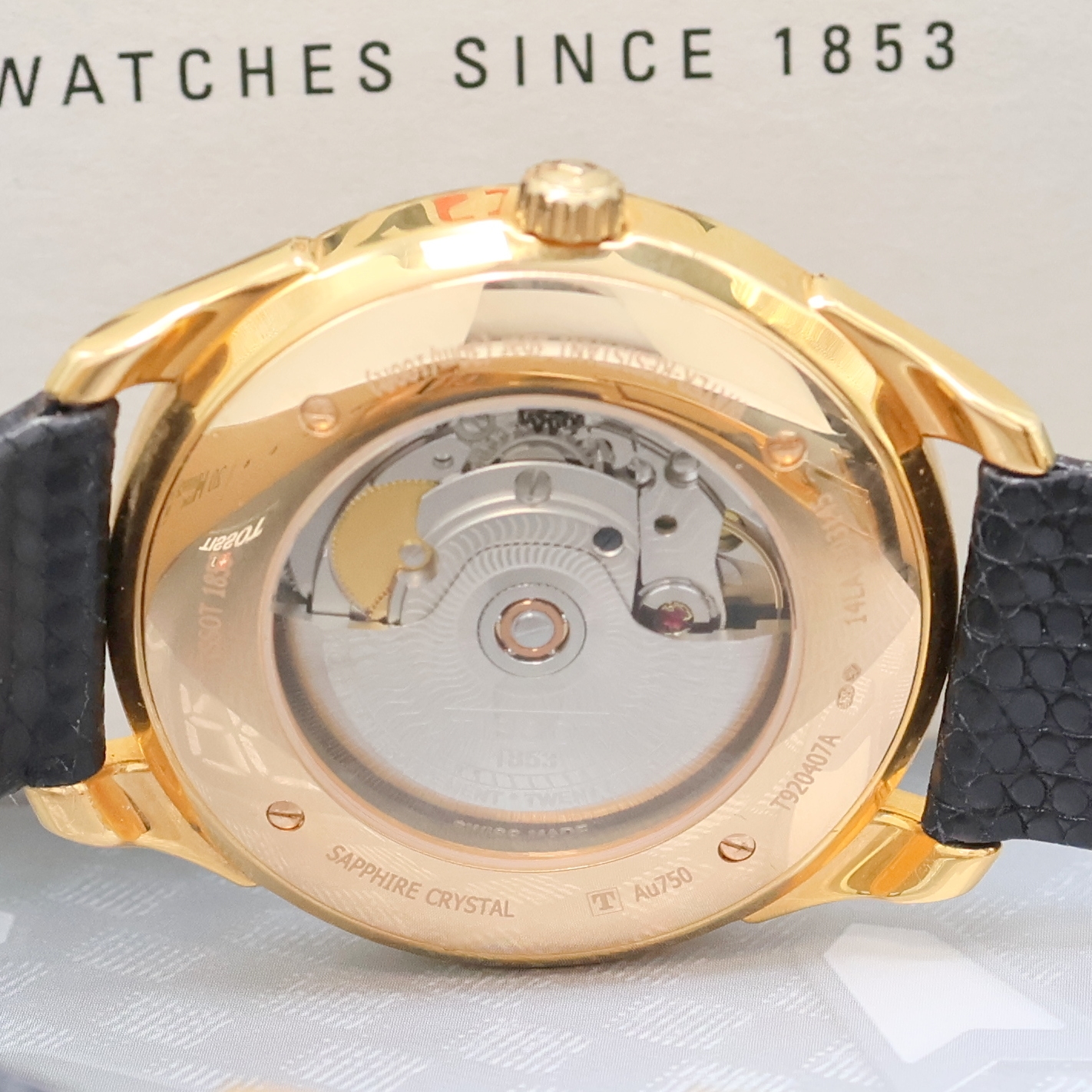 Detail e: TISSOT Herrenarmbanduhr Vintage Powermatic 80 in RG 750/000 Referenz T920407A, Automatik, Schweiz um 2017, 2-teil. Geh. beids. vergl., Boden 4-fach ...